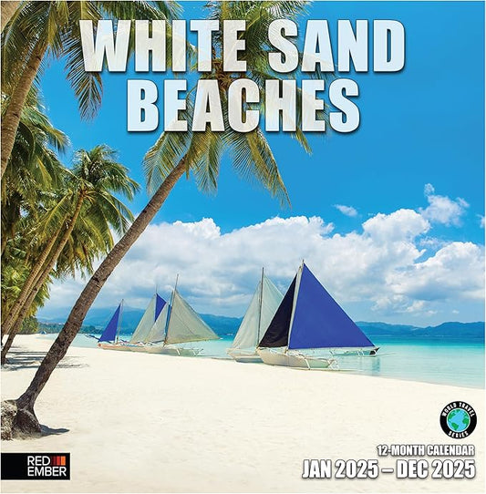 RED EMBER White Sand Beaches 2025 Wall Calendar 12 Month | 12" x 24" Open | Thick & Sturdy Paper | Giftable | Calendar 2025