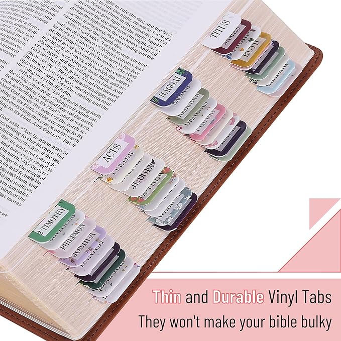Mr. Pen- Bible Tabs, 120 pcs, Floral Design, Laminated Bible Tabs for Study Bible, Bible Tabs Old and New Testament Bible Book Tabs, Bible Tabs for Women, Tabs for Bible, Bible Index Tabs