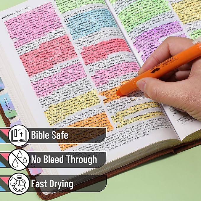 Mr. Pen No Bleed Gel Highlighter, Bible Highlighters, Assorted Colors, Pack of 8, Fluorescent Gel Highlighters