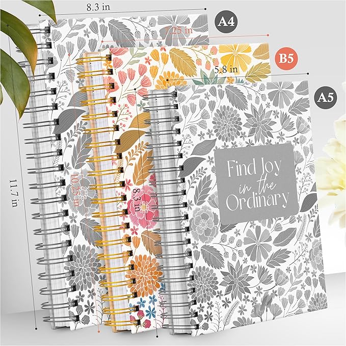 Hardcover Spiral Journal, 10.25" x 7.25", 300-Page Large College-Ruled Notebook for Women, Ideal for Writing, Journaling, Note-Taking, Work, School