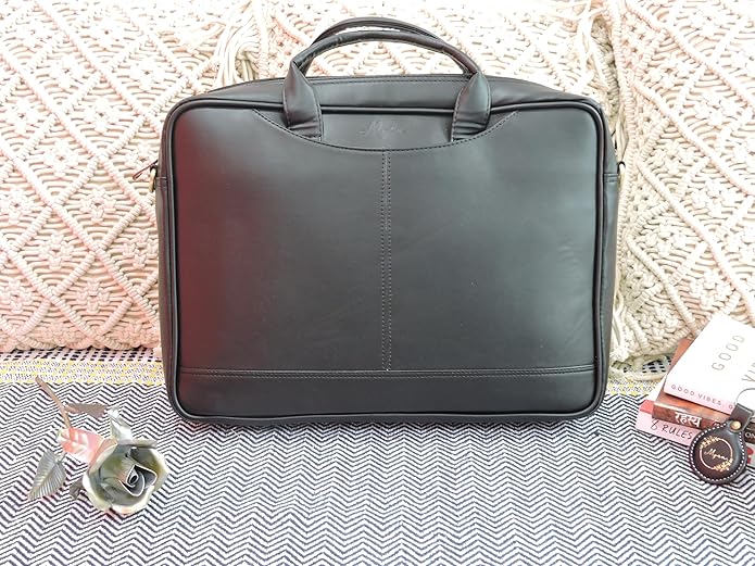 Mysa Vegan Leather Vintage Messenger Crossbody Shoulder Briefcase Bag for Office Work Fit 14.5" Computer Laptop for Men Women