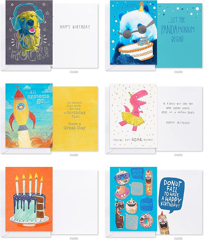 American Greetings Deluxe Kids Birthday Card Assortment, Bright and Cheerful Designs (40-Count)