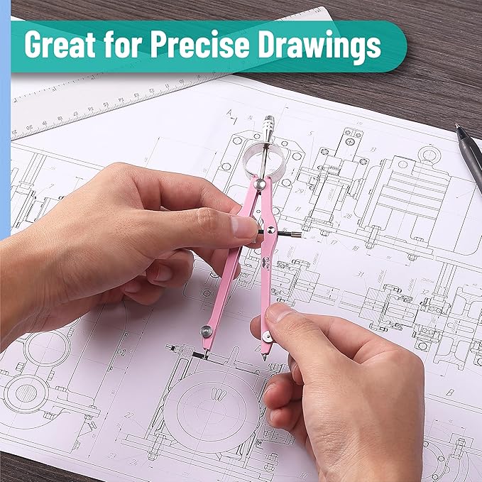 Mr. Pen- Professional Compass for Geometry, Blue with Extra Leads, Metal Compass with Lock, Drawing Compass, Geometry Compass, Math Compass, Compass Drawing, Drafting Compass, Drafting Tools