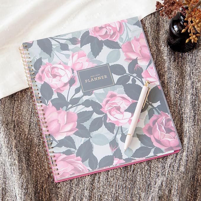 Blue Sky 2024-2025 Academic Year Weekly and Monthly Planner, July 2024 – June 2025, 8.5" x 11", Frosted Flexible Cover, Wirebound, Roosevelt Pink (150150)