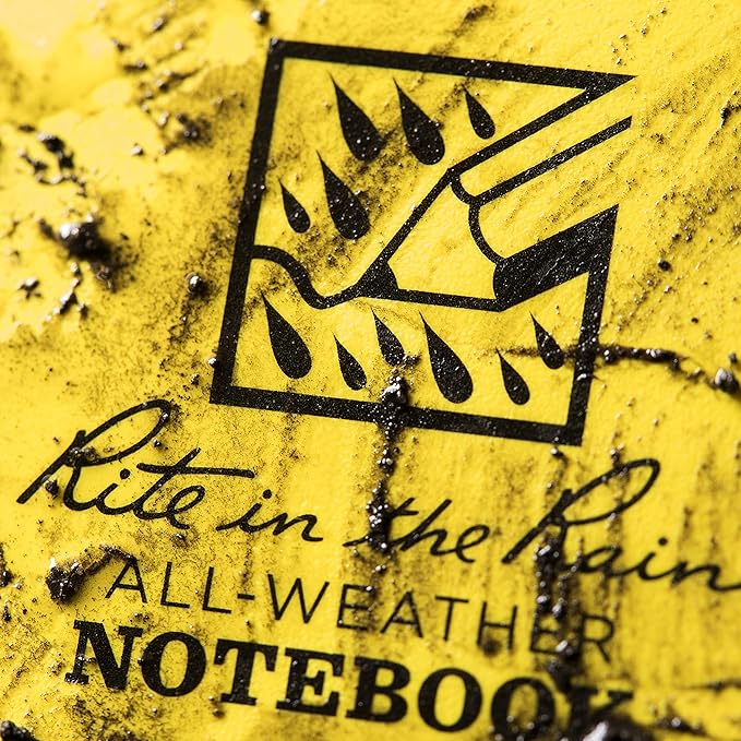 Rite in the Rain Weatherproof Side Spiral Notebook, 4.625" x 7", Yellow Cover, Journal Pattern (No. 393)
