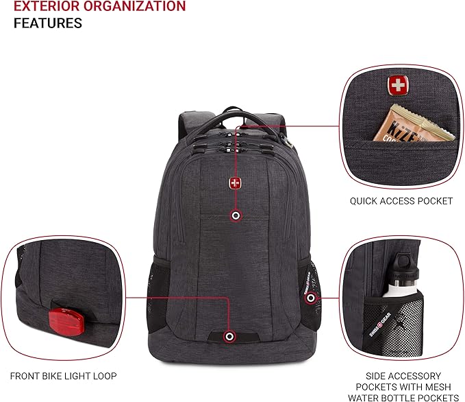 SwissGear Cecil 5505 Laptop Backpack, Charcoal, 18-Inch