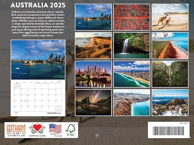 Australia Calendar 2025 Monthly Wall Calender 12 Month | American Made In The USA