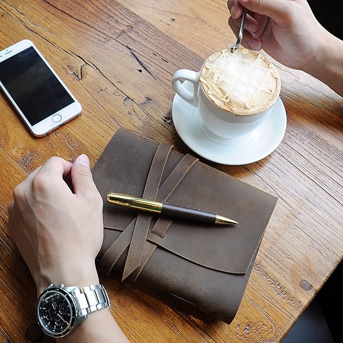 Sovereign-Gear Leather Bound Journal for Men and Women, A5 Handmade Journal Gift Set with Antique Notebook and Stylish Pen, Vintage and Classic, Sketchbook, Planner and Diary (300 Pages) (8x6)