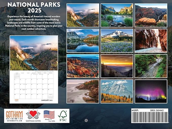 National Parks Calendar 2025 National Park Gifts Monthly Wall Calender Nature 12 Month | American Made In The USA