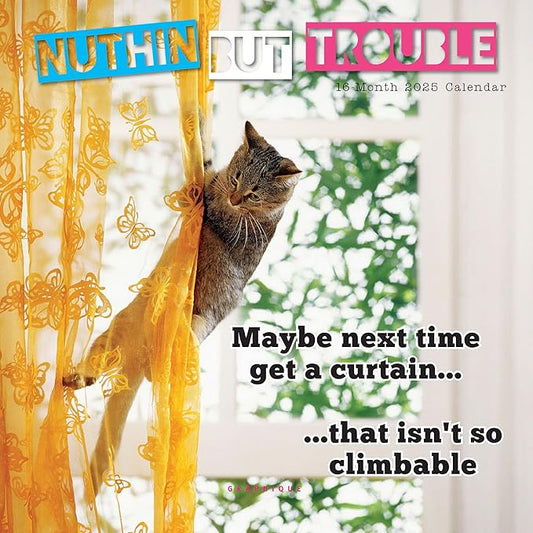 Graphique 2025 Nuthin' But Trouble Wall Calendar | 12” x 12” | Thick Paper | Home & Office Organizer | Large Monthly Grid | 3 Languages & Marked Holidays | 4 Month Preview Page for 2026