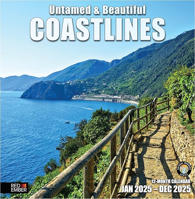 RED EMBER Untamed & Beautiful Coastlines 2025 Wall Calendar 12 Month | 12" x 24" Open | Thick & Sturdy Paper | Giftable | Calendar 2025