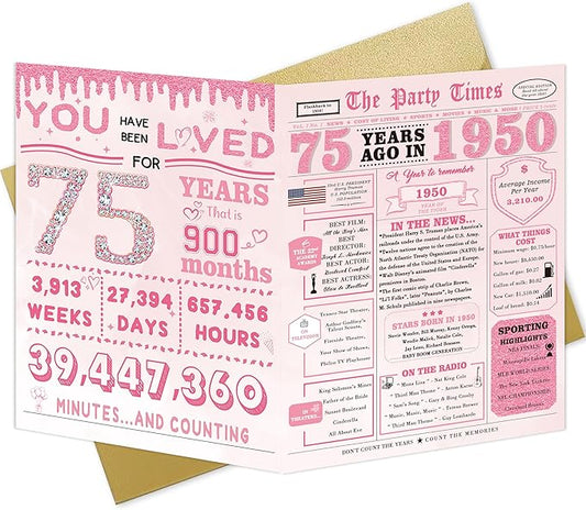 75th Birthday Decorations for Women，75th Birthday Gifts for Women，75 Bday Card，75 Year Old Bday Gifts for Mom Grandma Sister