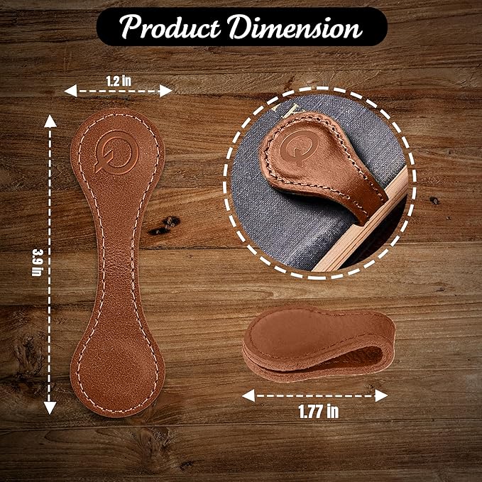Personalized Leather Magnetic Bookmarks (1 Pack) Vintage Custom Engraved Initial ID Identification Book Marker Clip Gift for Book Lover Avid Readers (Letter Q, Light Brown)