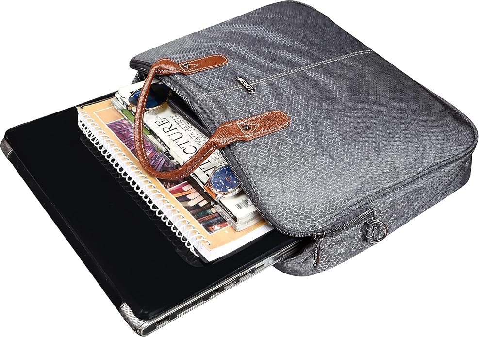 LOREM Leather Messenger Shoulder Bag Travel Crossbody Purse Briefcase Business Bag for 12Inch Laptop