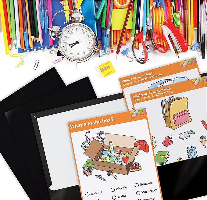 Better Office Products 2-Pocket Glossy Laminated Paper Folders, Letter Size, Black Portfolios Box of 25