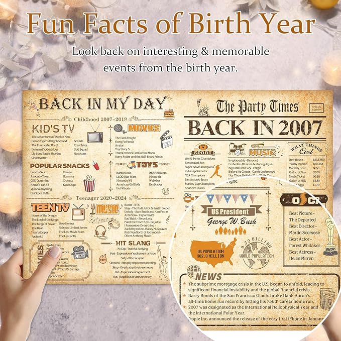 18th Birthday Card for Girls Boys, 3D Pop Up 18th Birthday Gifts Cards, Happy 18 Birthdays Decorations for 18 Year Old Son Daughter, Funny Back In 2007, Classy Vintage