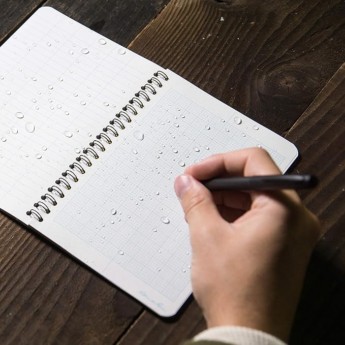 Rite In The Rain Weatherproof Side Spiral Notebook, 4.625" x 7", Yellow Cover, Metric Field Pattern (No. 363)