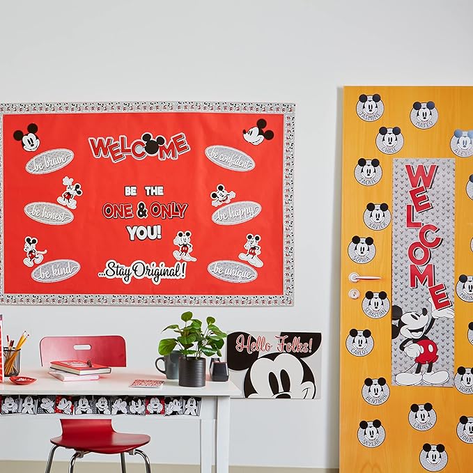 Eureka Disney Retro Mickey Mouse Paper Cut-Out Classroom Decorations for Teachers, 36 Pieces