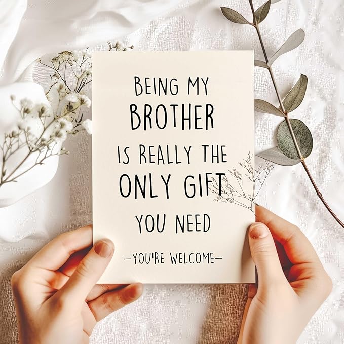 Happy Birthday Card for Brother, To My Brother, Funny Brother Birthday Card, Brother Birthday Gifts from Sister, Humor Bro Bday Gift Cards, Birthday Gifts for Brother