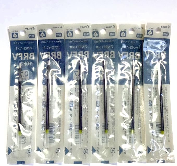 Pilot Acroball Ballpoint Pen Black Ink Refills, 0.7mm, BRFV-10F-B, Set of 6 (Japan import) [Komainu-Dou Original Package]