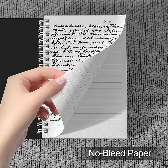 4 Pack Spiral Notebook for Work - 4" x 6" Softcover Notebooks College Ruled for Note Taking, School Supplies,200 Sheets 400 Pages Journals Black