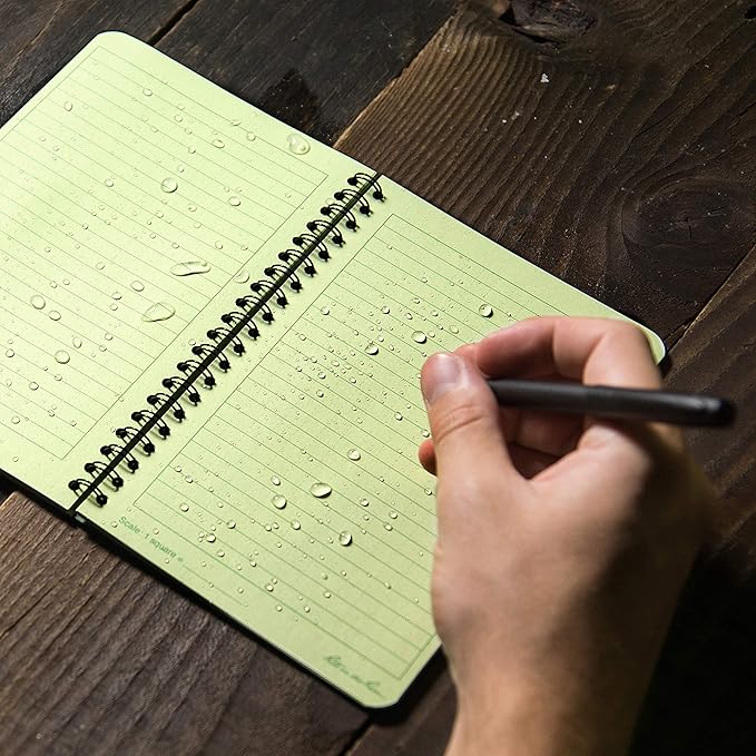 Rite In The Rain Weatherproof Side Spiral Notebook, 4.625" x 7", Green Cover, Universal Pattern (No. 973), 7 x 4.875 x 0.375