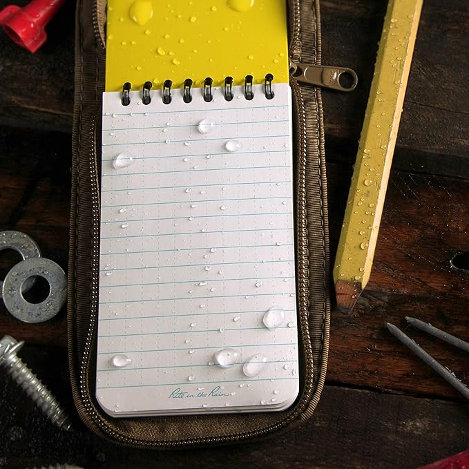 Rite in the Rain Weatherproof Top Spiral Notebook, 3" x 5", Yellow Cover, Universal Pattern, 6 Pack (No. 135L6)