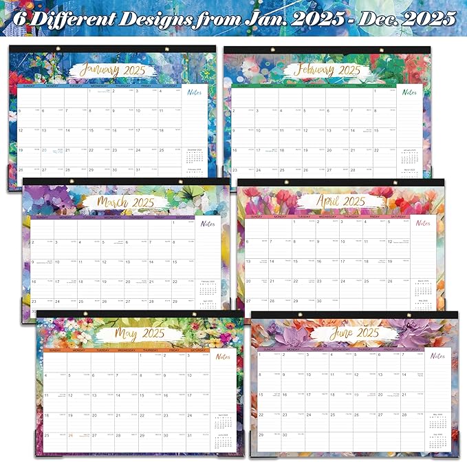 2025 Desk Calendar - 12 Months Large Desk Calendar 2025 from Jan. 2025 to Dec. 2025, 17"x 12", Large Desktop Calendar with Ruled Block, Corner Protector, Hanging Hole, Premium Paper