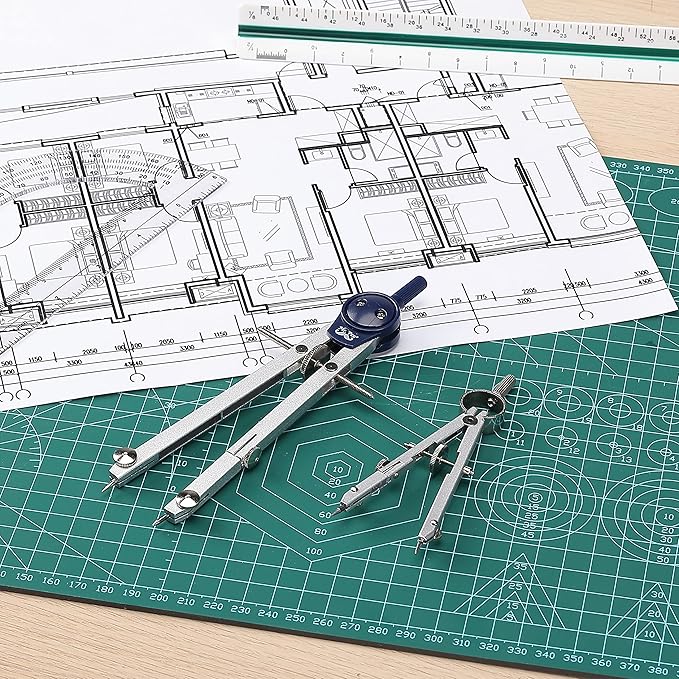 Mr. Pen- Professional Geometry Set Metal Compass, 7 pcs, Geometry Precision Tool Set with Shatterproof Storage Box, Drafting Tools & Drafting Kits, Circle Drawing Tools for Engineers Students