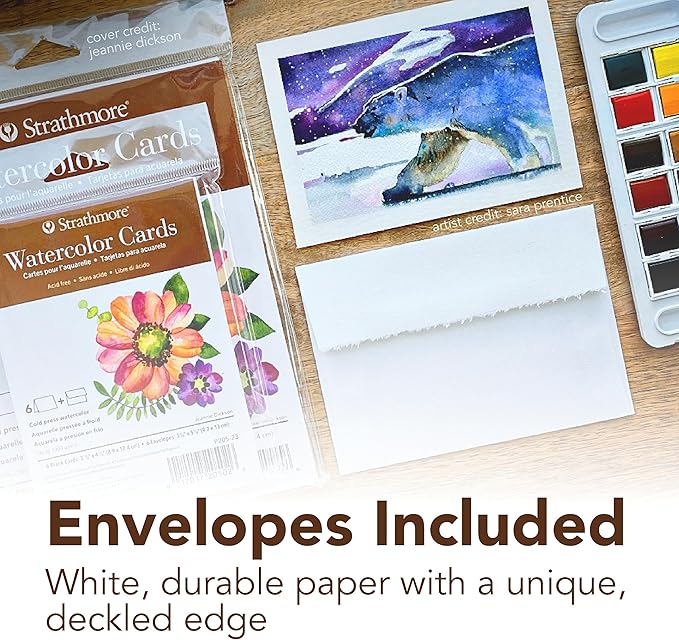 Strathmore Watercolor Cards, 5x6.875 inches, 100 Pack, Envelopes Included - Blank Greeting Cards for Weddings, Events, Birthdays