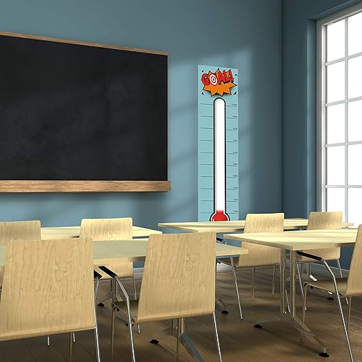 Goal Thermometer Chart Goal Tracker - 48"x12" Adhesive Dry Erase Fundraising Thermometer Sticker