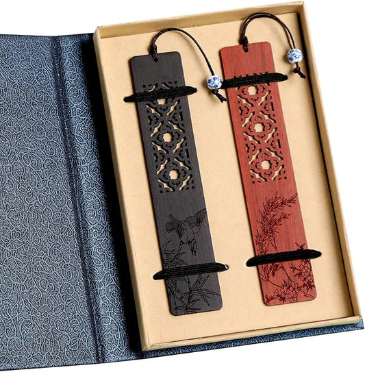 Wooden Bookmark Engraved Book Mark Vintage Style Best Unique Gifts Set for Book Lovers,Women,Men,Teacher,Birthday Present