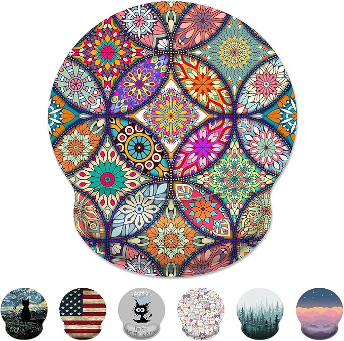 Ergonomic Mouse Pad with Wrist Support,Boho Modern Art Mouse Pad with Wrist Rest,Relieve Wrist Pain Mousepad Non-Slip Rubber Base,Mouse Pads for Desk,Computers,Laptop,Office,Gaming,Accessories