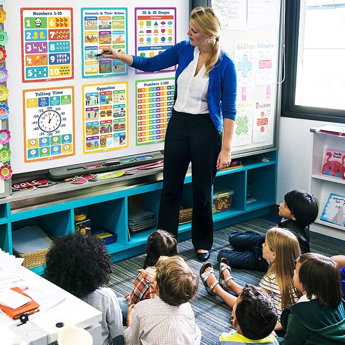 20 Classroom Educational Posters For Preschoolers Toddlers Kindergarten Elementary - 16" x 11" - 20pcs - Learning For Toddlers Wall Preschool Kindergarten Kids Posters Classroom Supplies Decor