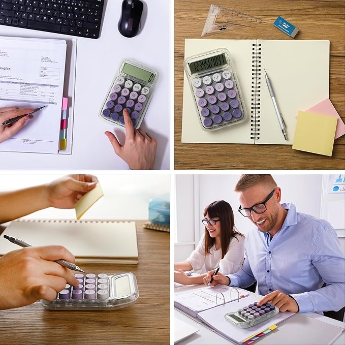 Mr. Pen- Mechanical Switch Calculator, 10 Digits, Purple Calculator, Transparent Body, Large LCD Display, Big Buttons Mechanical Calculator Desktop Calculator, Cute Calculator, Aesthetic Calculator