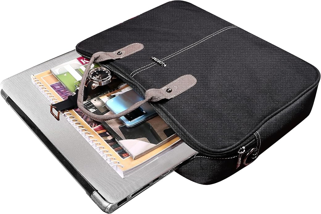 LOREM Leather Messenger Shoulder Bag Travel Crossbody Purse Briefcase Business Bag for 12Inch Laptop