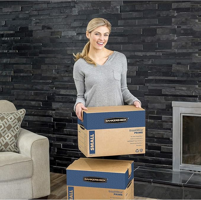 Bankers Box Small Prime Moving Box 15 Pack, Reinforced Handles, Tape-Free Assembly, Attached Lid, 16-in x 12-in x 12-in (0062711)