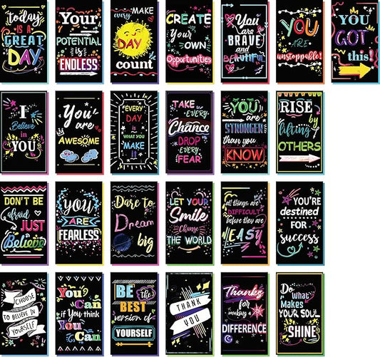 Iconikal Inspirational, Motivational, Gratitude, Appreciation, Kindness & Encouragement Sayings Mini Quote Cards, Blank Back, 200-Count