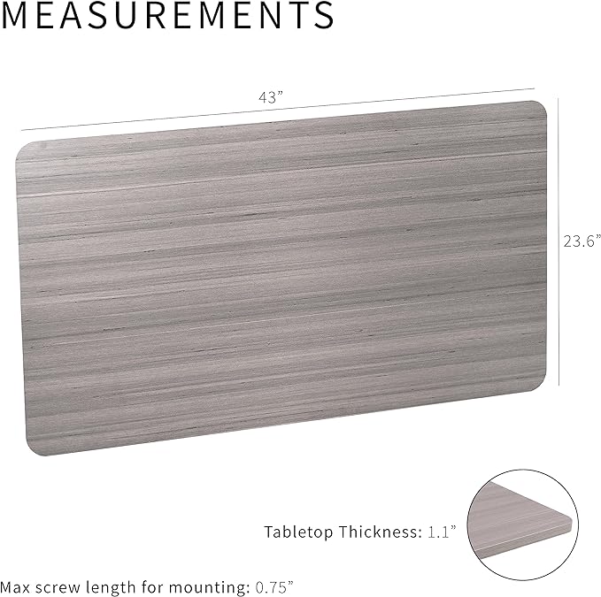 VIVO Dark Gray 43 x 24 inch Universal Solid One-Piece Table Top for Standard and Sit to Stand Height Adjustable Home and Office Desk Frames, DESK-TOP43G