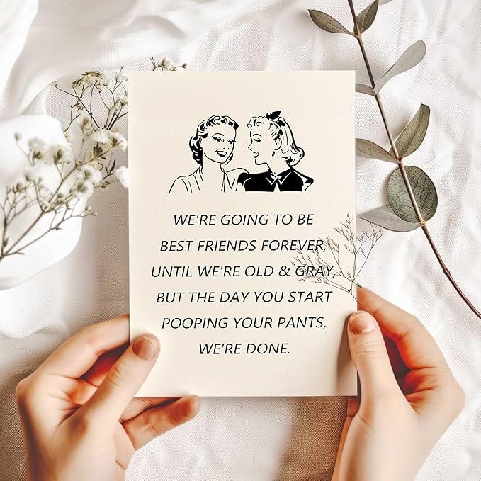 Funny Birthday Card Gift for Best Friend, Humor Friendship Card for Women Her, Sweet Birthday Friendship Gifts Cards for Bestie Sister Bestfriend