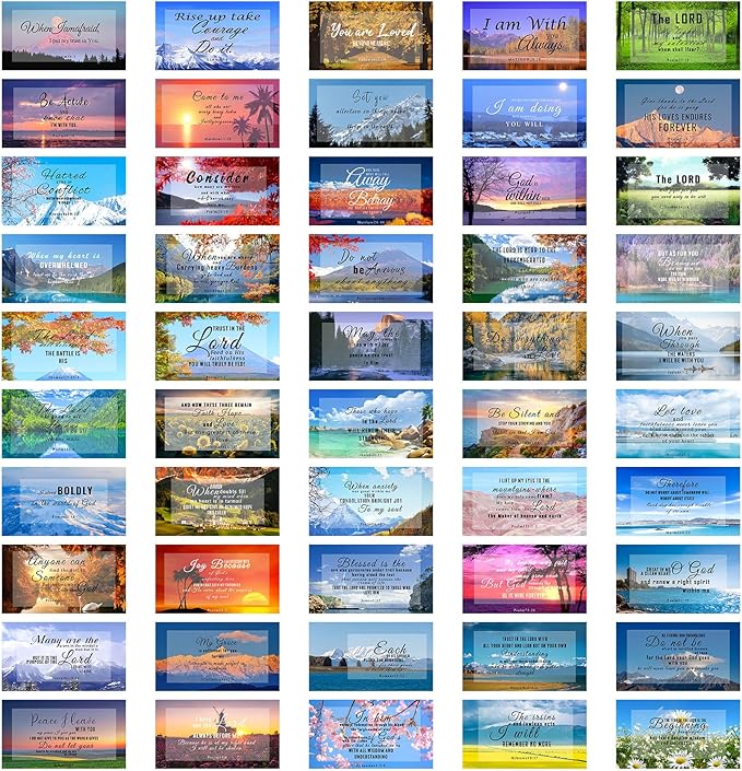 300 Pcs 50 Styles Prayer Cards Bible Verse Card Double-Side Scripture Inspirational Cards Motivational Encouraging Christian Cards for Women Men Mini Business Easter Religious Christian Gifts