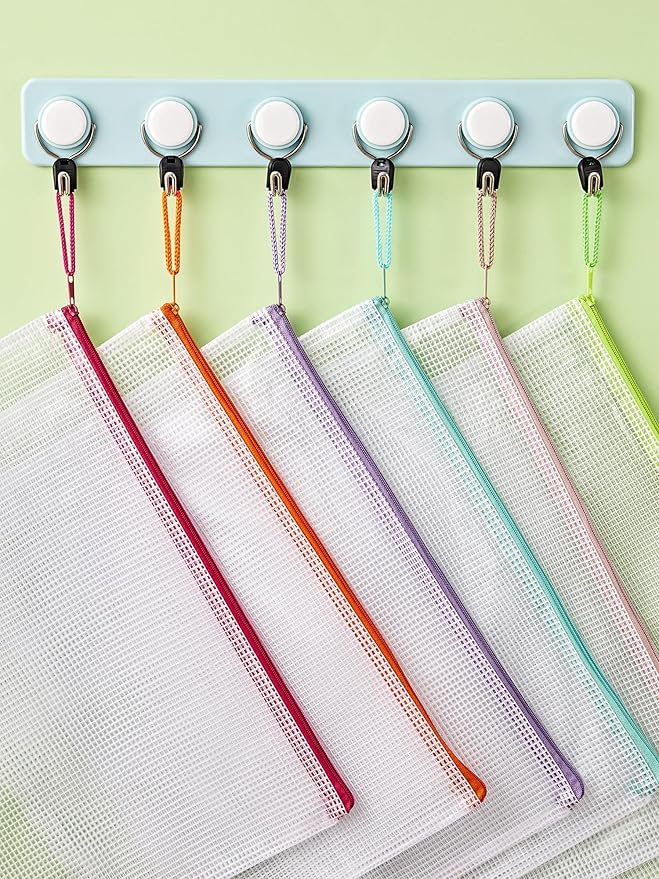 JARLINK 20 Pack 10 Colors Zipper Mesh Document Pouch, Letter Size/A4 Size, Plastic Water-Resistant File Bags, for School Office Supplies Cosmetics Travel Storage, Assorted Color