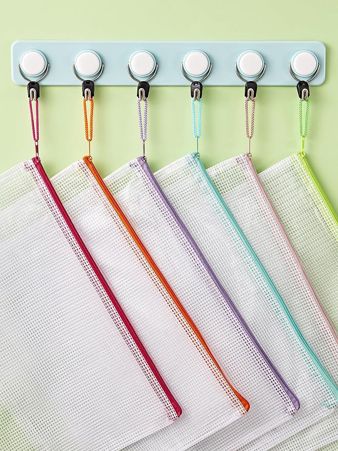 JARLINK 20 Pack 10 Colors Zipper Mesh Document Pouch, Letter Size/A4 Size, Plastic Water-Resistant File Bags, for School Office Supplies Cosmetics Travel Storage, Assorted Color