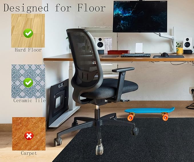 Office Chair Mat for Hardwood 36"x48" Computer Gaming Desk Floor Mat for Rolling Chair Non Slip Floor protector,Black
