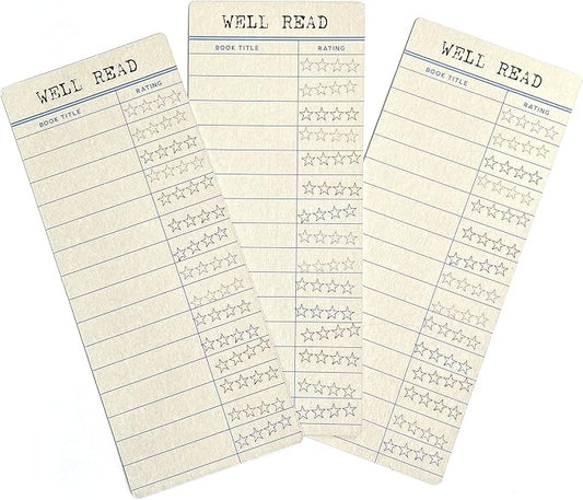 Paper House Productions Book Lover's Reading Tracker Bookmark 3-Pack - Library Card