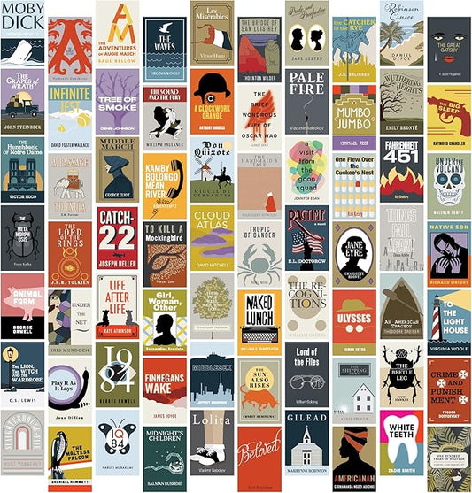 Pop Chart | Notable Novels Wall Collage Kit | 70 Pcs 4" x 6" Art Prints | Colorful Academic Decor for Home, Dorm, or Classroom | 100% Made in the USA