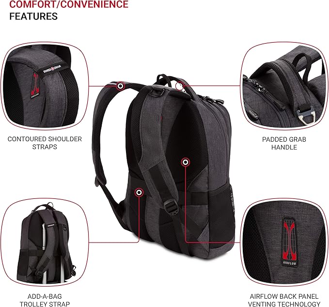 SwissGear Cecil 5505 Laptop Backpack, Charcoal, 18-Inch