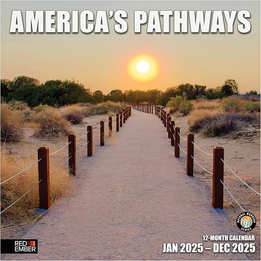 RED EMBER America's Pathways 2025 Wall Calendar 12 Month | 12" x 24" Open | Thick & Sturdy Paper | Giftable | Calendar 2025