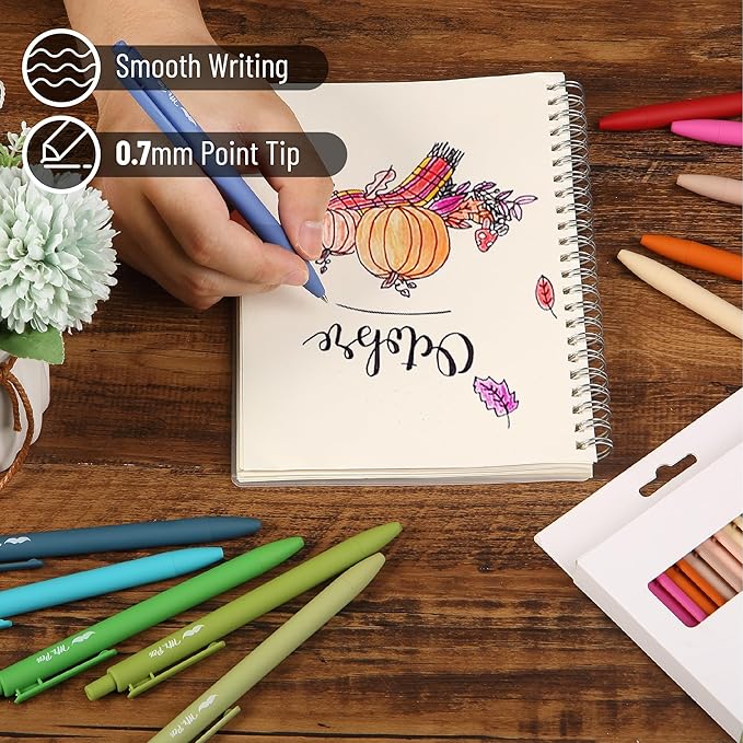 Mr. Pen- Retractable Gel Pens, 12 Pack, Vintage Colors, Gel Pens Fine Point 0.7mm, Retractable Pens, Cute Pens, Gel Ink Pens, Aesthetic Pens for Journaling, Colorful Pens, Fine Tip Pens