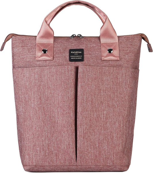 Kah&Kee Convertible Laptop Backpack and Tote Bag Handbag Computer Compartment Travel School for Women Man (Antique Pink)